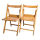 Pair of wooden folding chairs