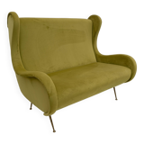 Marco Zanuso Attributed Mid-Century Modern Velvet Sofa Senior, Italy, 1950s