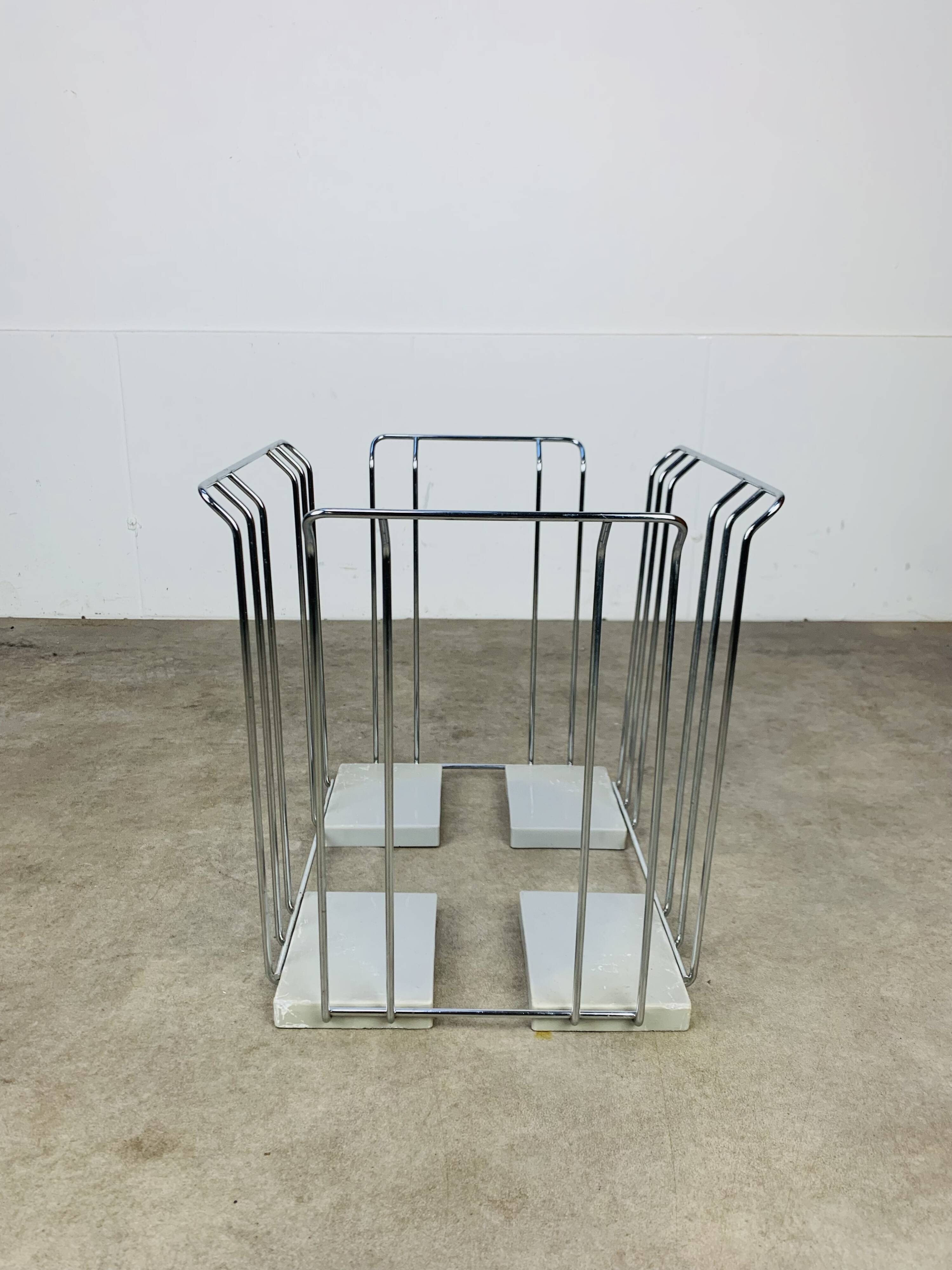 Vintage chrome metal magazine rack
