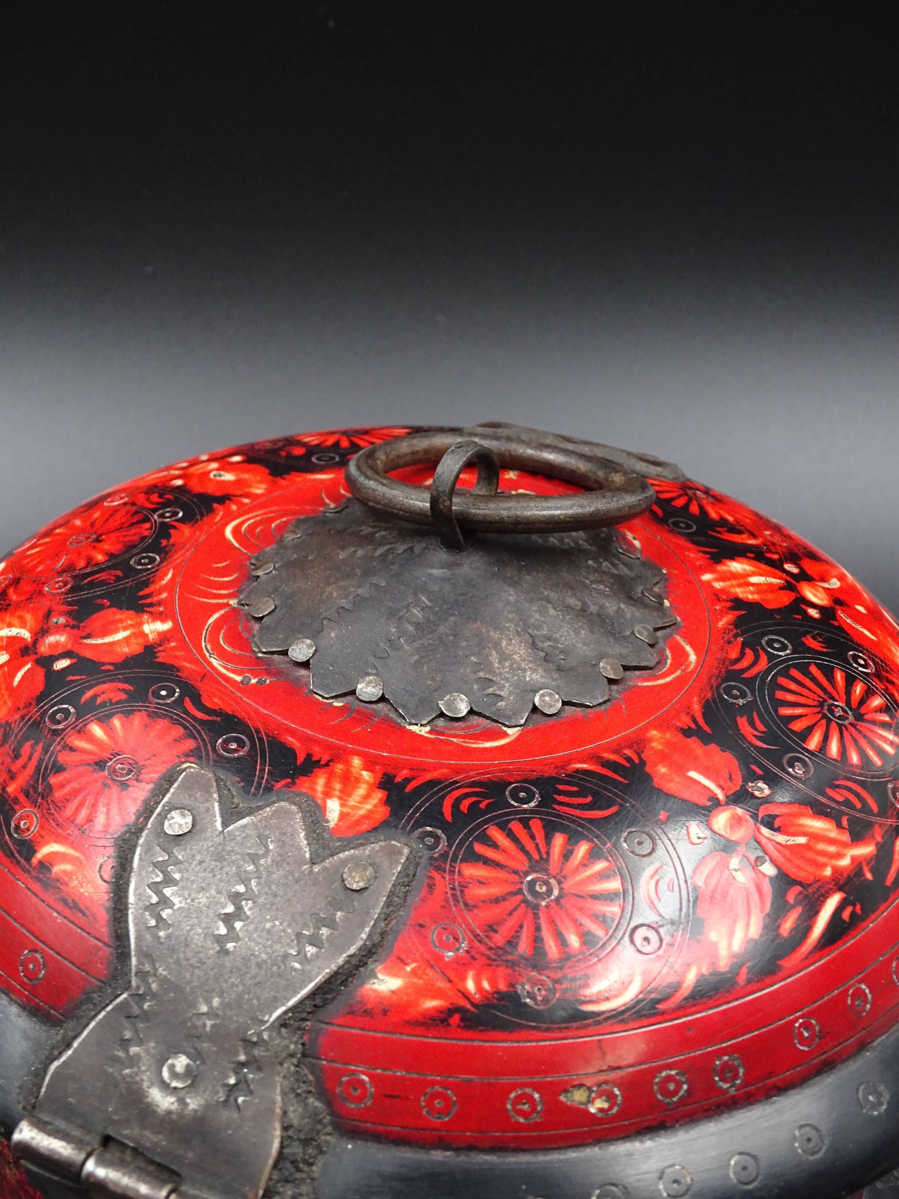 Wooden chapati box and fittings from India