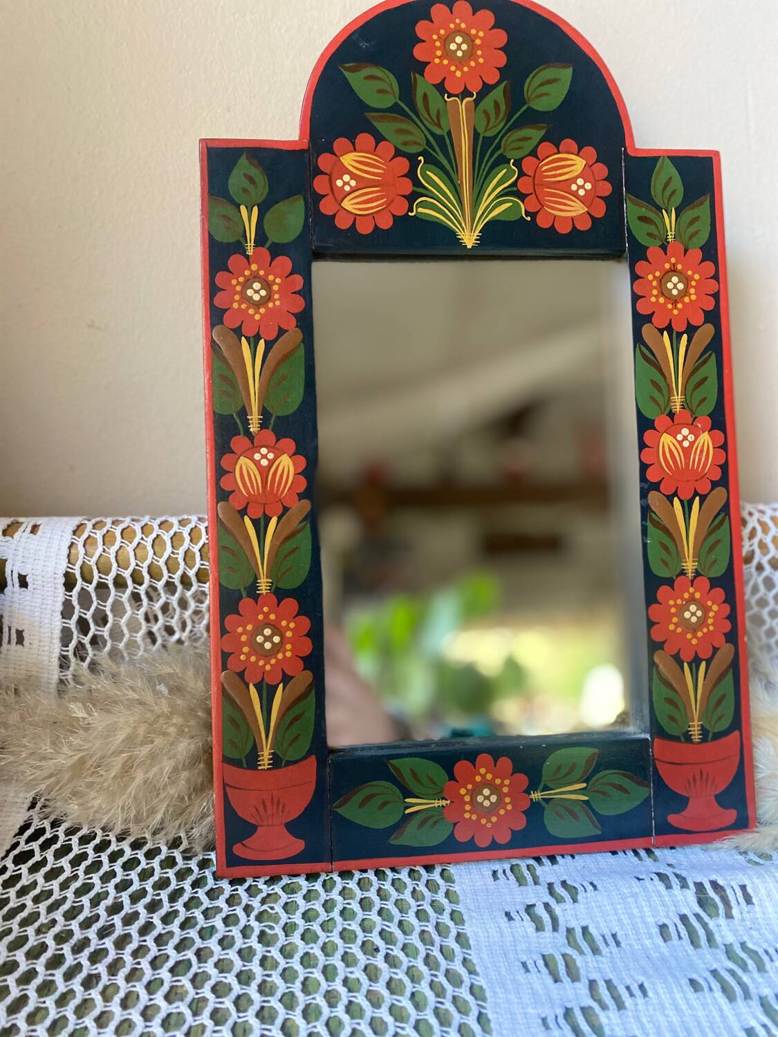 Vintage floral mirror
