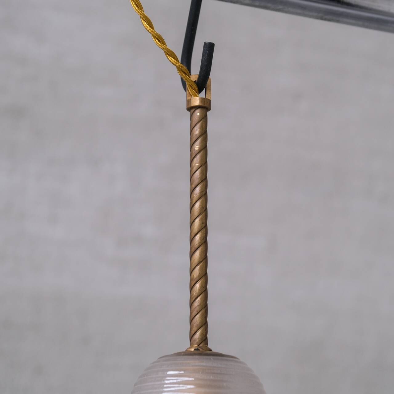 Brass and Glass Mid-Century Pendant Lights (5 Available)