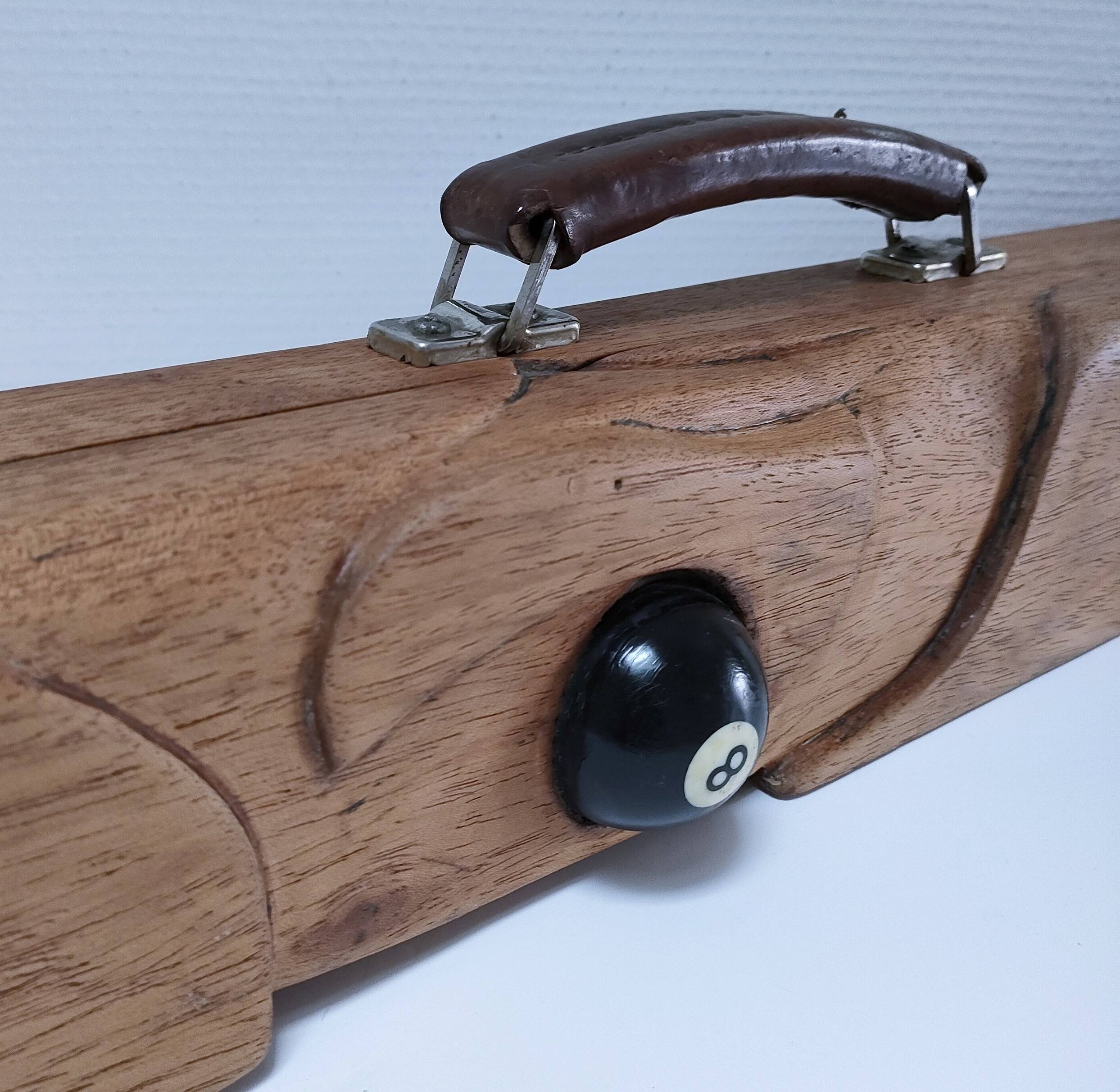 étui bois queue billard vintage