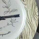 Flat plate in faience of gien the wagtail old signature