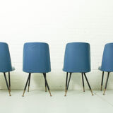 Ensemble de 4 chaises de salle à manger italiennes avec pieds en laiton, années 1950