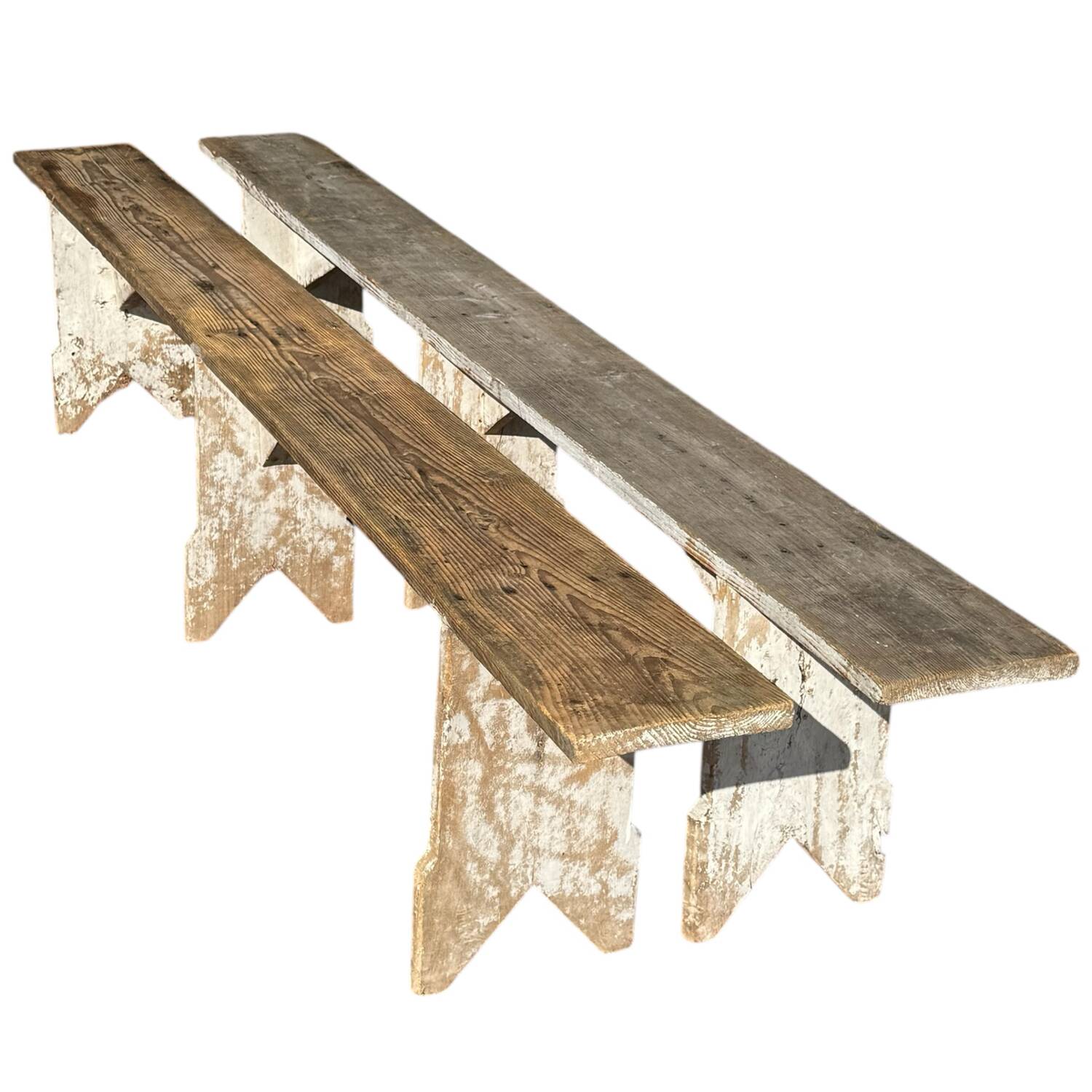 Pair of Bordeaux winemaker benches, France, 50s