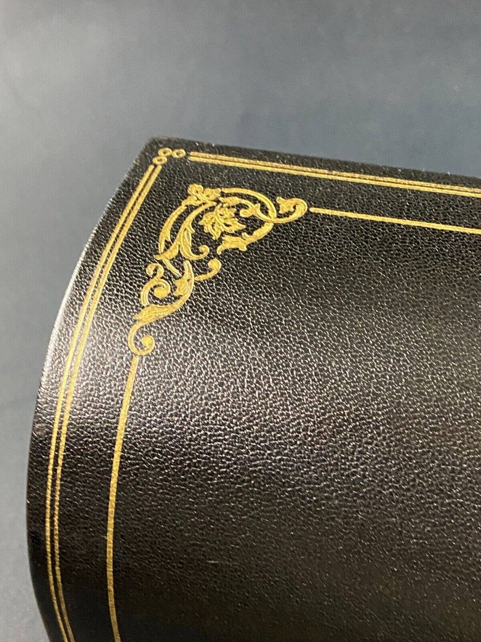 Le Tanneur mail binder sorter leather gilded decoration with small Regency style iron