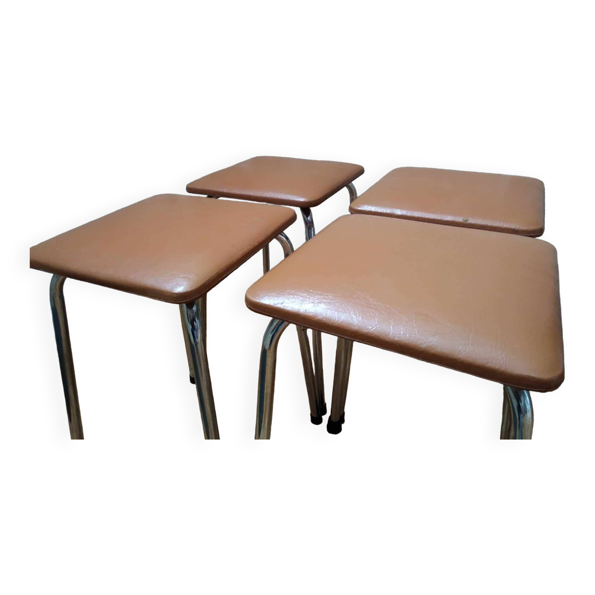 Lot de 4 tabourets vintage années 70