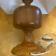 Vintage Scandinavian Turned Wood Lamp + Vintage Fabric Shade