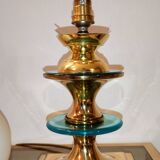 Lampe vintage laiton et opaline 1970