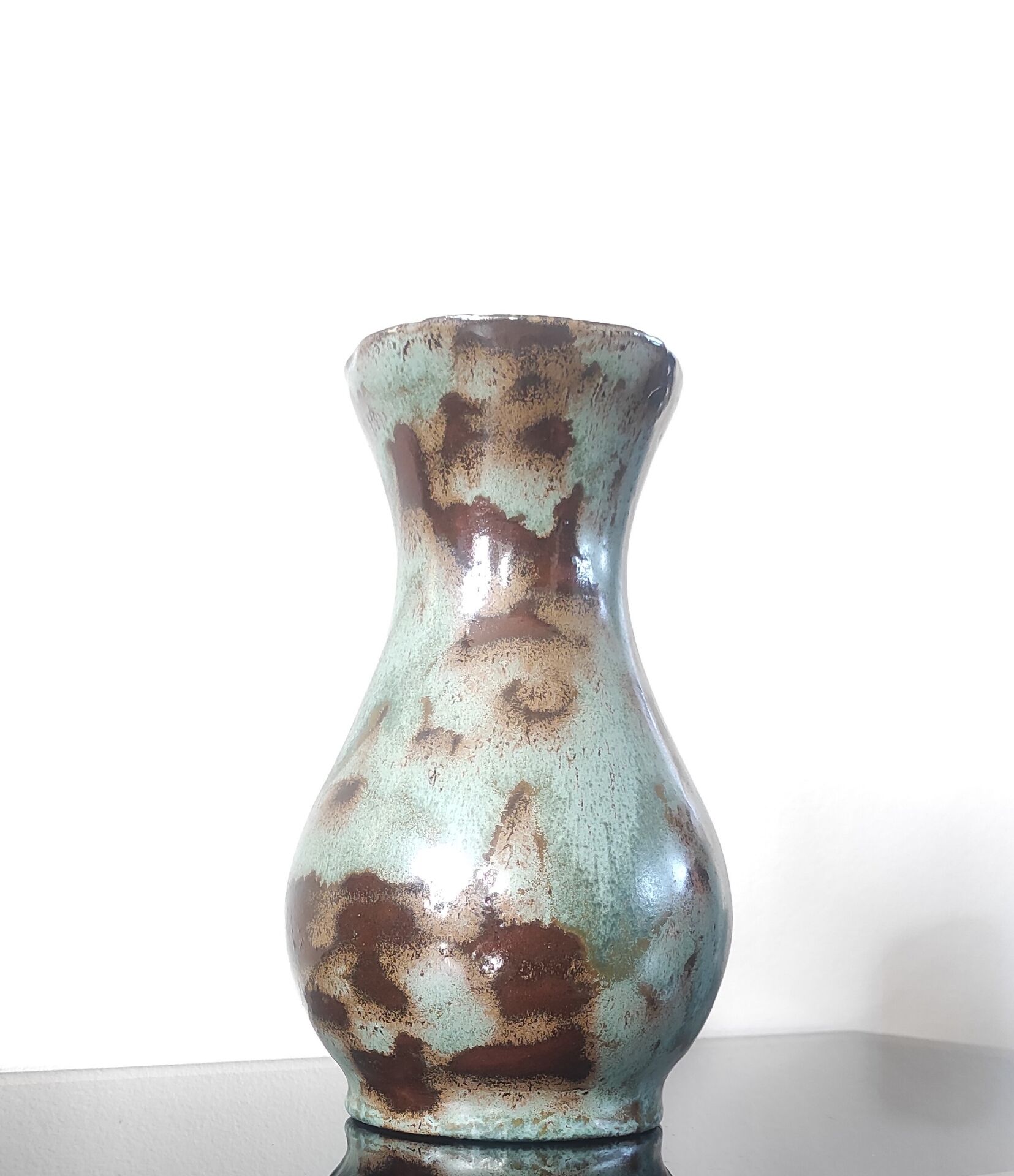 Vase balustre vintage en céramique émaillée