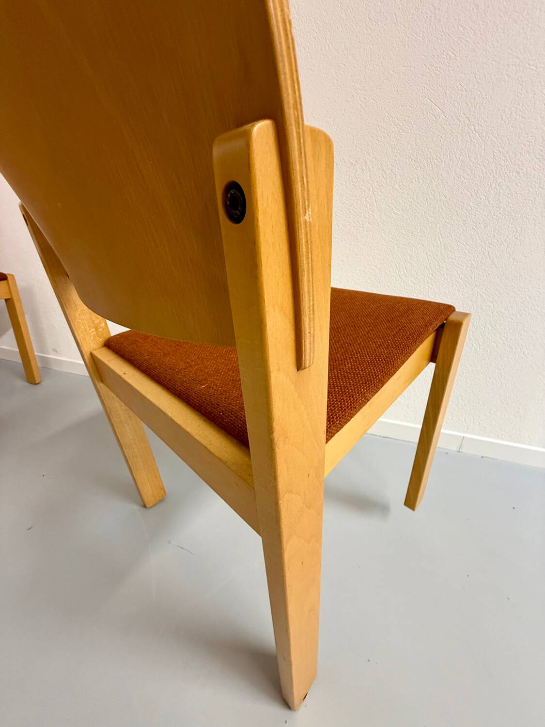 Lot of 8 old Scandinavian design wooden chairs from the 80s vintage