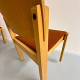 Lot of 8 old Scandinavian design wooden chairs from the 80s vintage