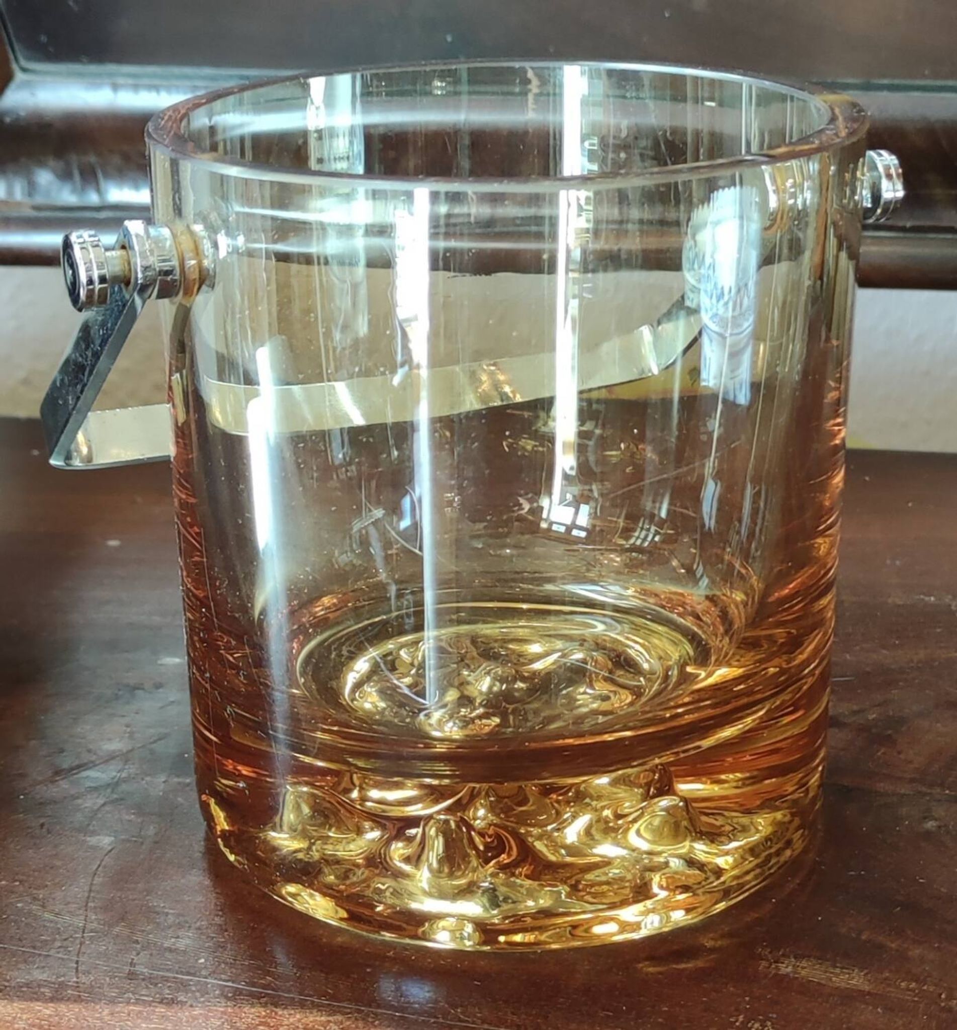 Ice Bucket Vintage Design In Thick Smoked Amber Glass