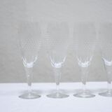Series of 10 vintage crystal champagne flutes