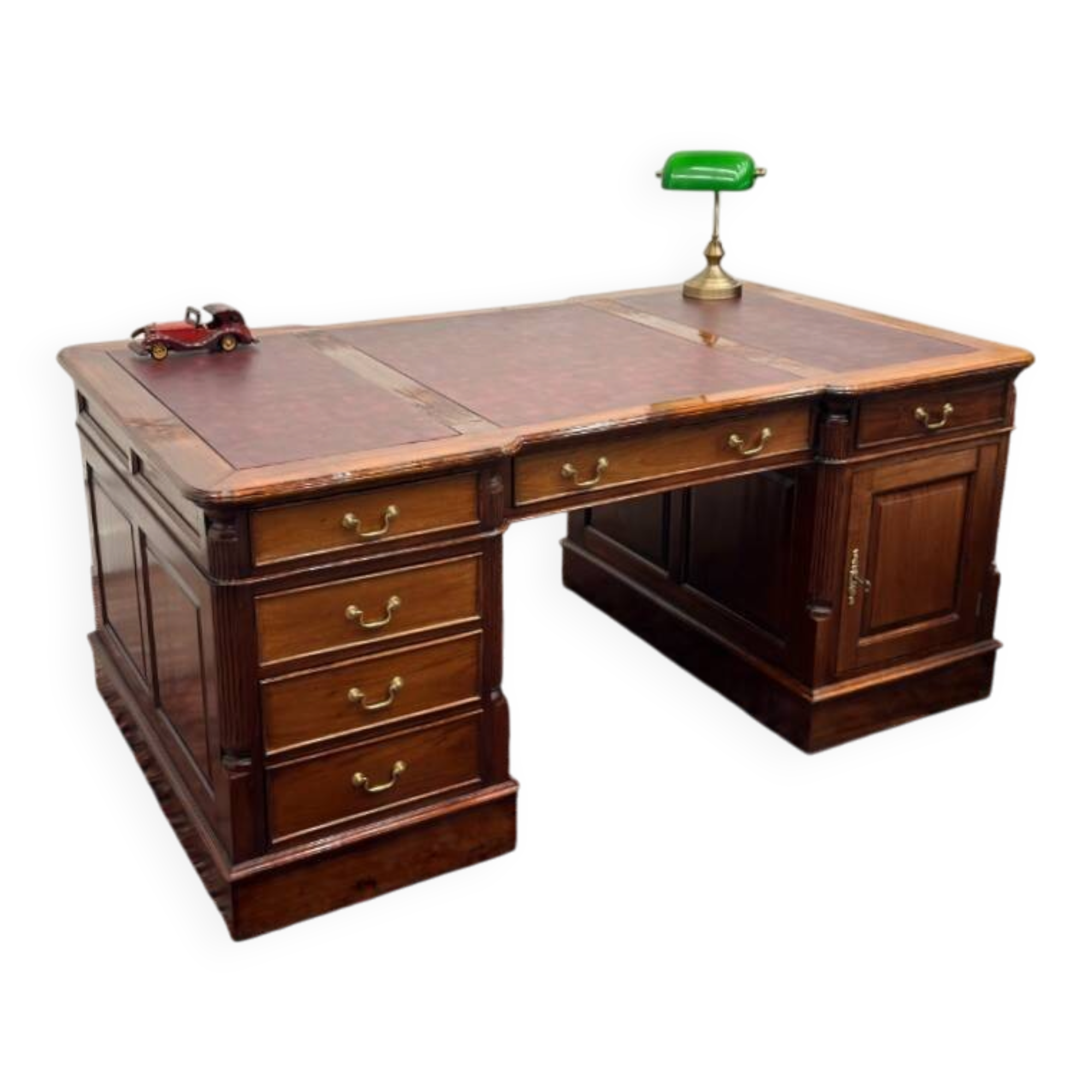 Bureau classique en cuir bordeaux Partnerdesk