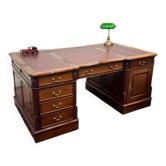 Bureau classique en cuir bordeaux Partnerdesk