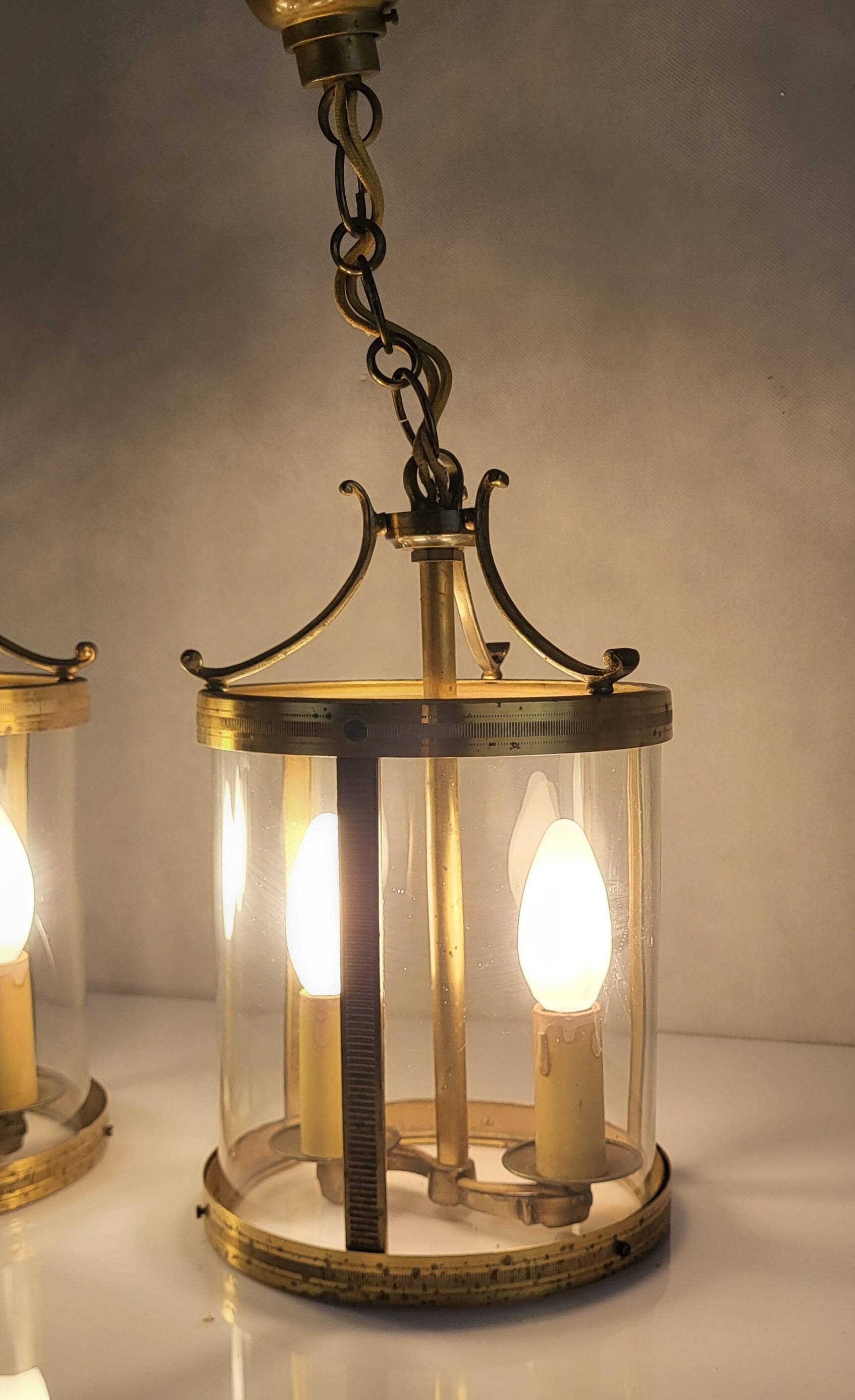 Pair of 1950s brass lanterns