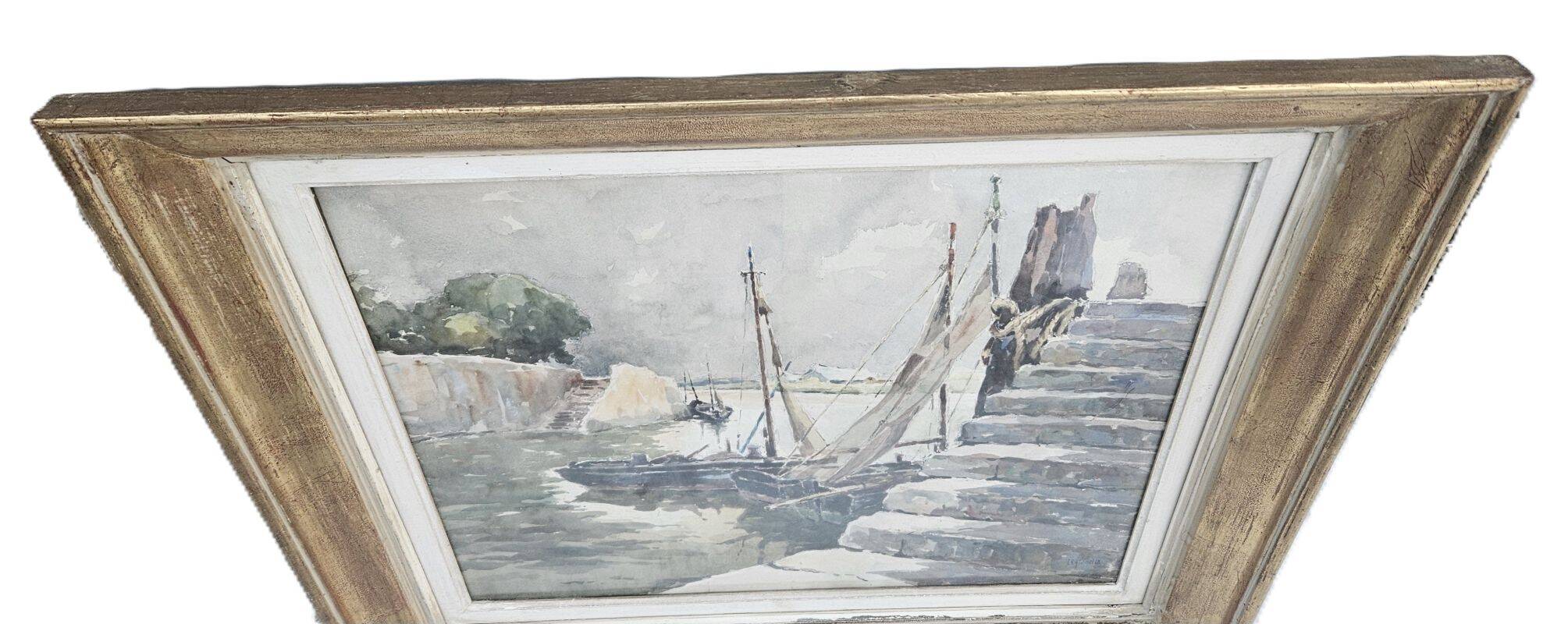 Legrand Aquarelle Marine Béziers 1955