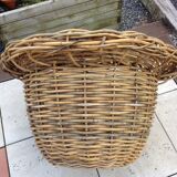 Cache pot rond "king size " en rotin vintage années 70