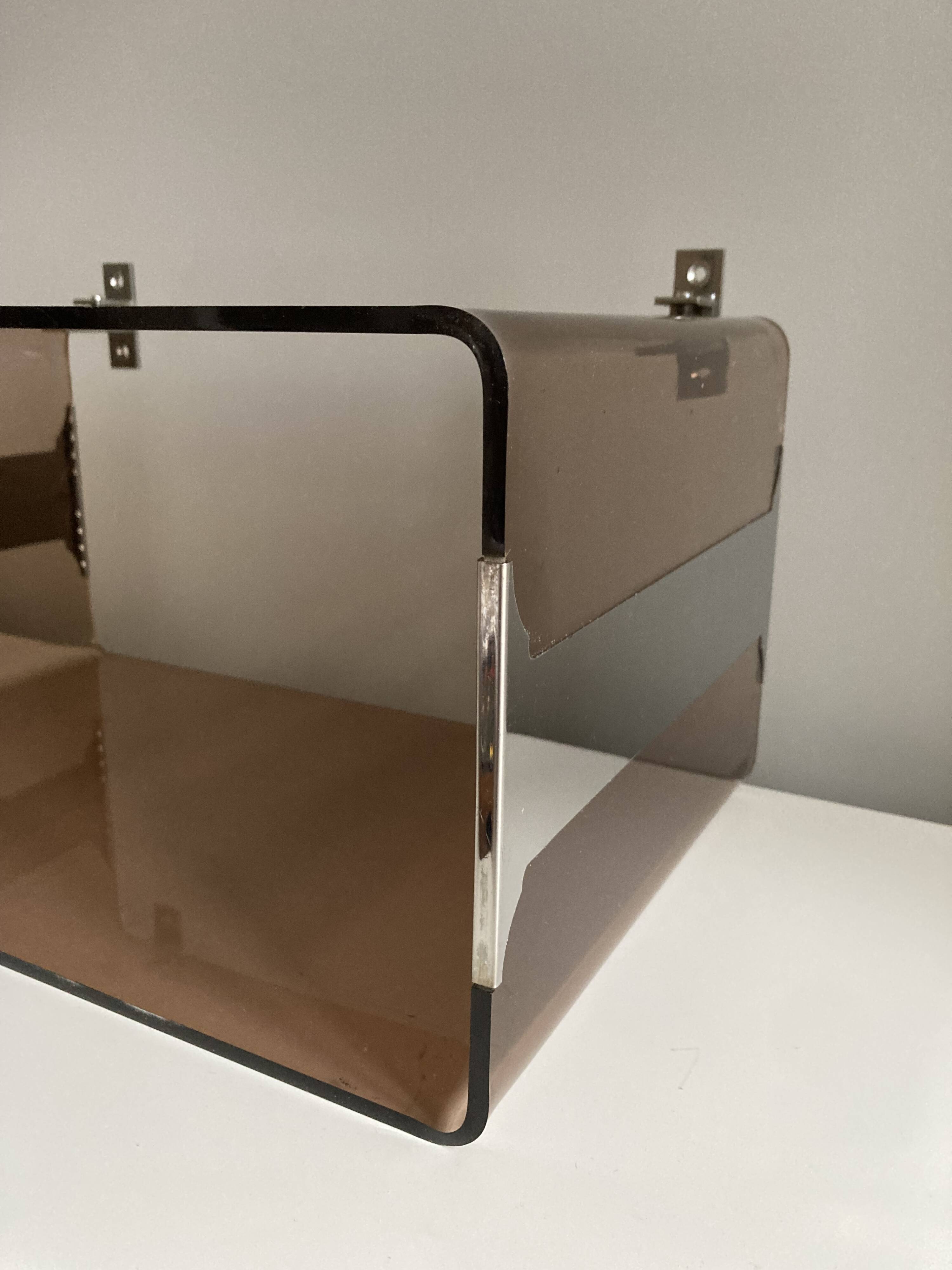 M. Dumas plexiglass and chrome shelf locker