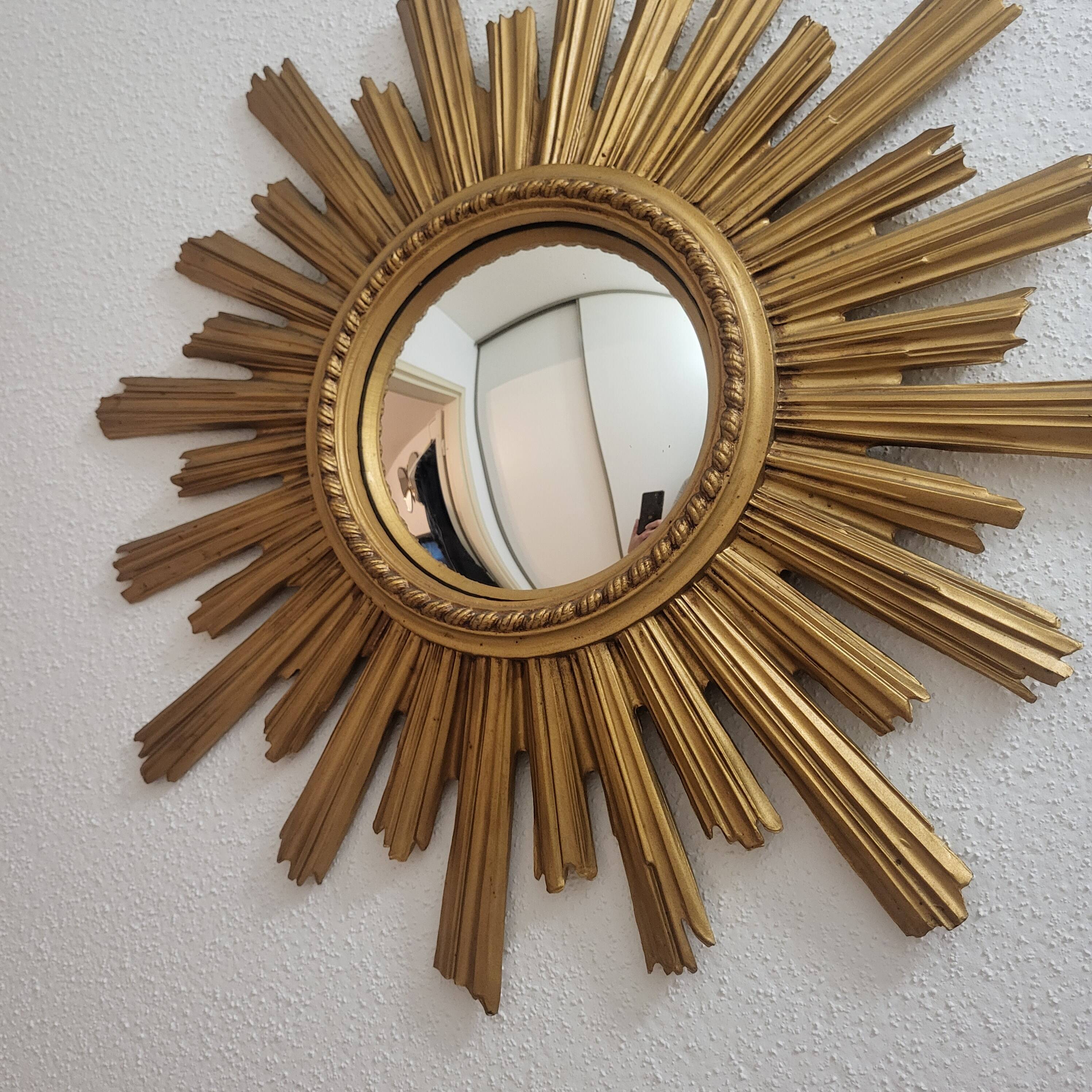 Grand miroir soleil, œil de sorcière doré