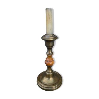 Small old copper and natural stone candle holder