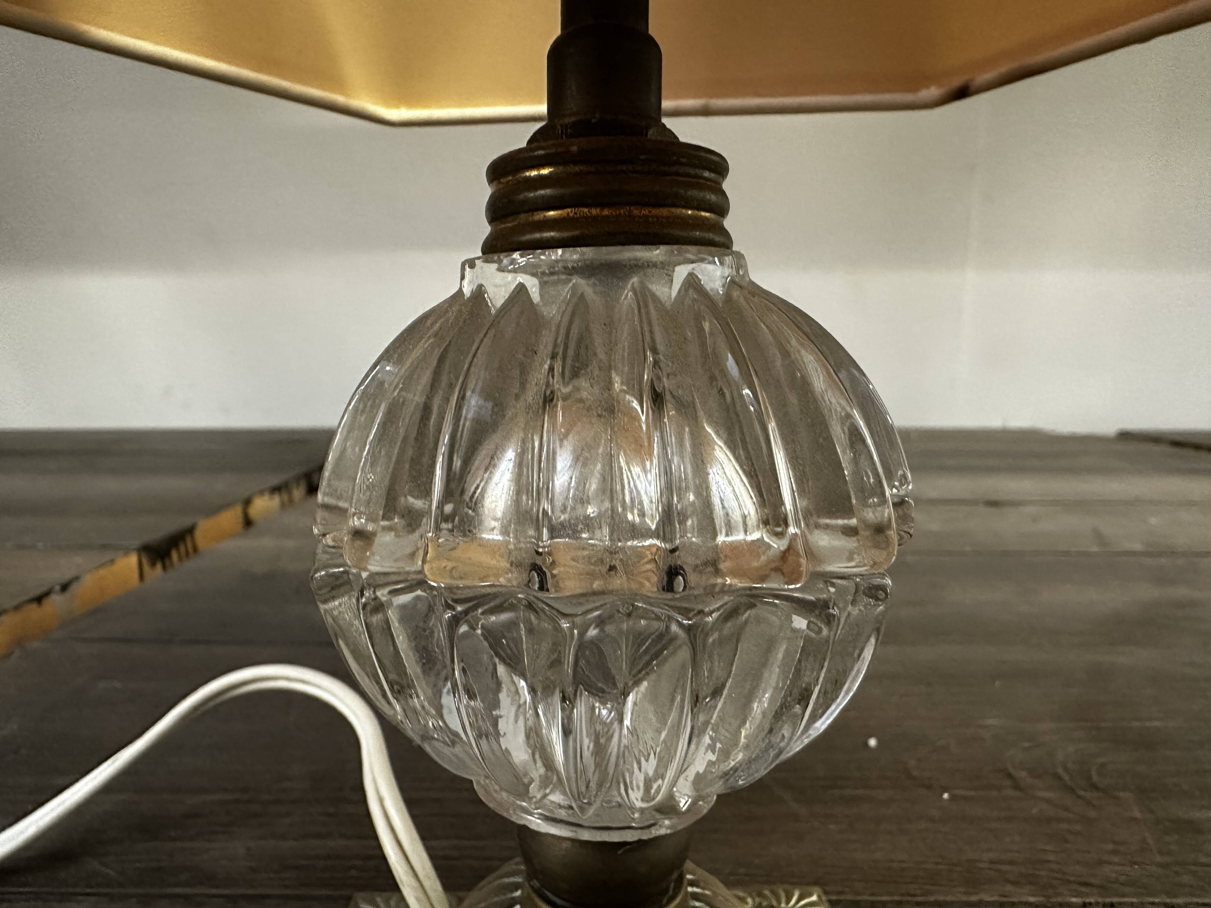 Lampe ancienne Laiton et Verre H 31 cm