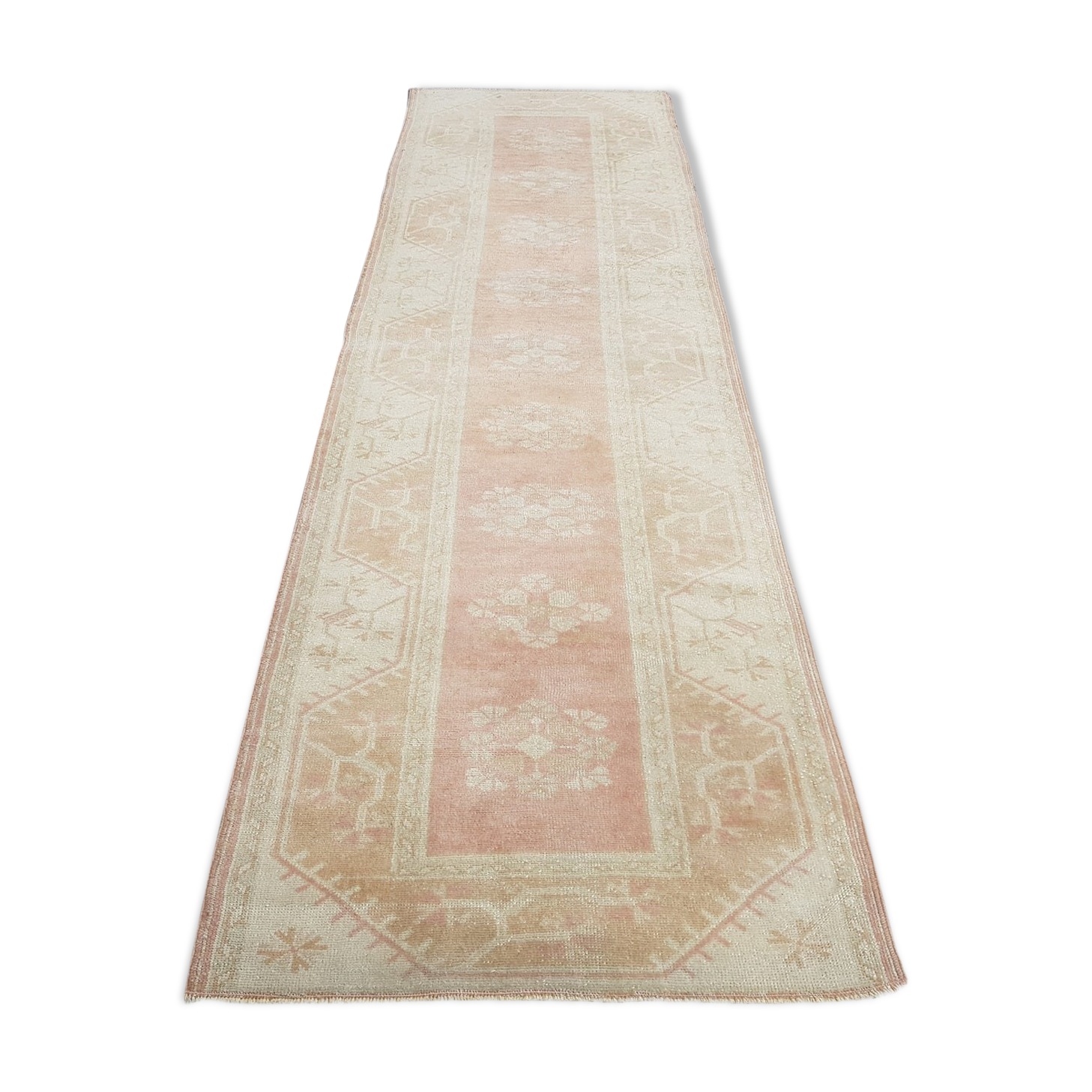 Turkish oushak runner, vintage hallway rug