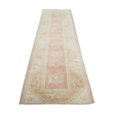 Turkish oushak runner, vintage hallway rug
