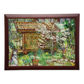Jardin avec pommier en fleurs – peinture à l'huile par Alexander Michael, 1997