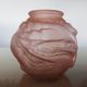 Art Deco vase in pink moulded glass "bird motif" 40s