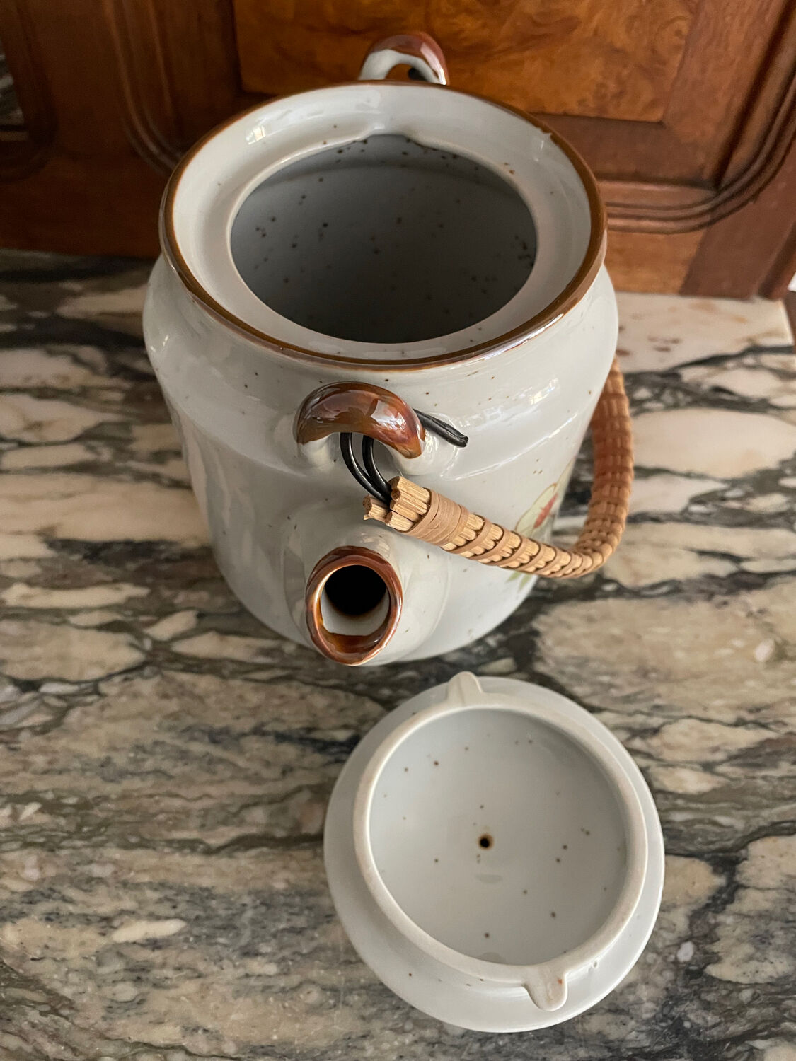 Service à thé vintage en grès à décor floral