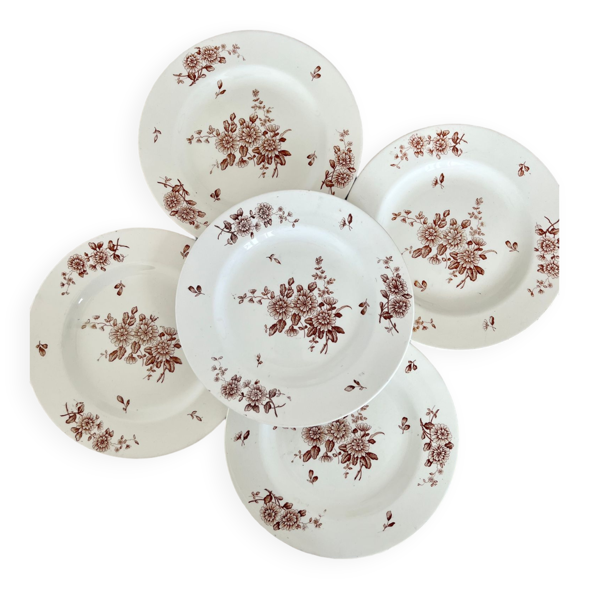 Set of 5 flat plates iron earth K&G Lunéville