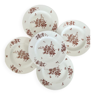 Set of 5 flat plates iron earth K&G Lunéville