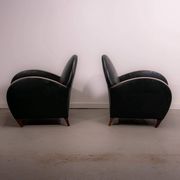 Pair of mid-century leather armchairs, circa 1970, made in Belgium.