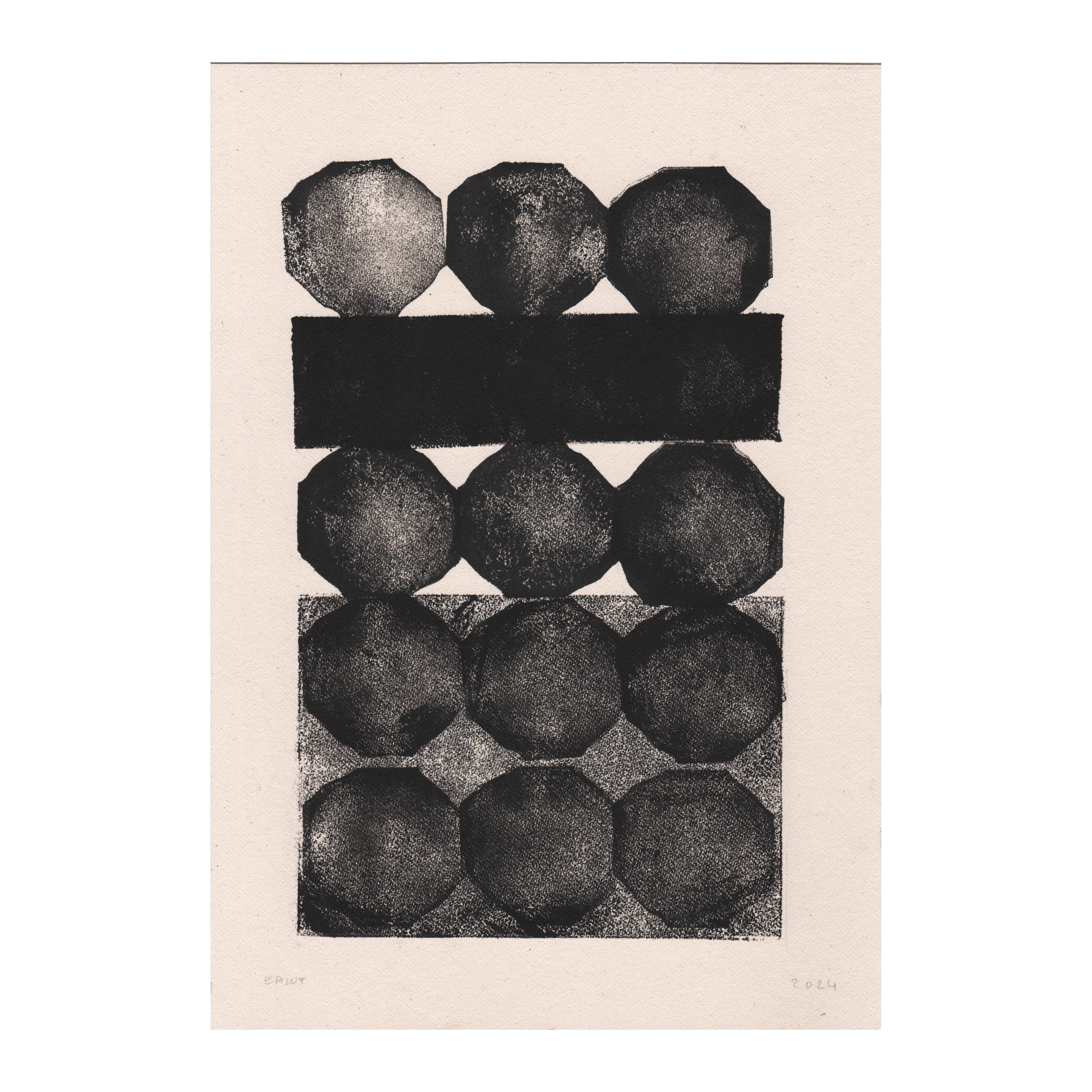 Collection of 4 paintings on paper - abstract paintings signed Eawy