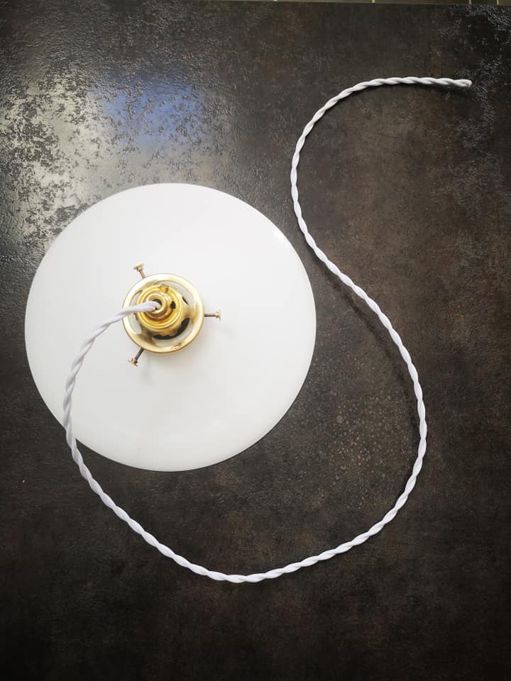 Suspension opaline white smooth art deco 1930