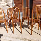 6 chaises Baumann en bois et simili cuir
