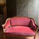 Small antique Louis XV style pink velvet loveseat bench