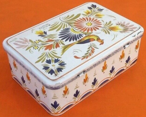 Old metal box Massilly France Decor HB Henriot Quimper
