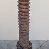 Colonne vis de pressoir en bois ancienne 19ème art populaire rustique en chêne