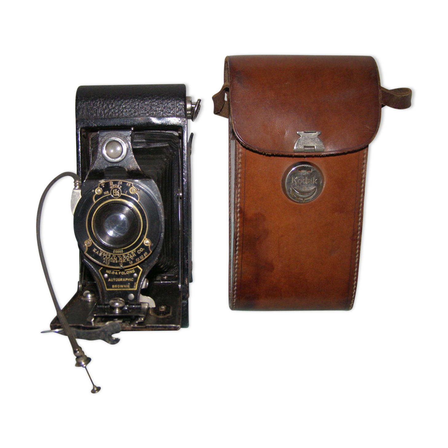 Appareil photo à soufflet Eastman Kodak made in USA  début XXè siècle  avec son étui cuir
