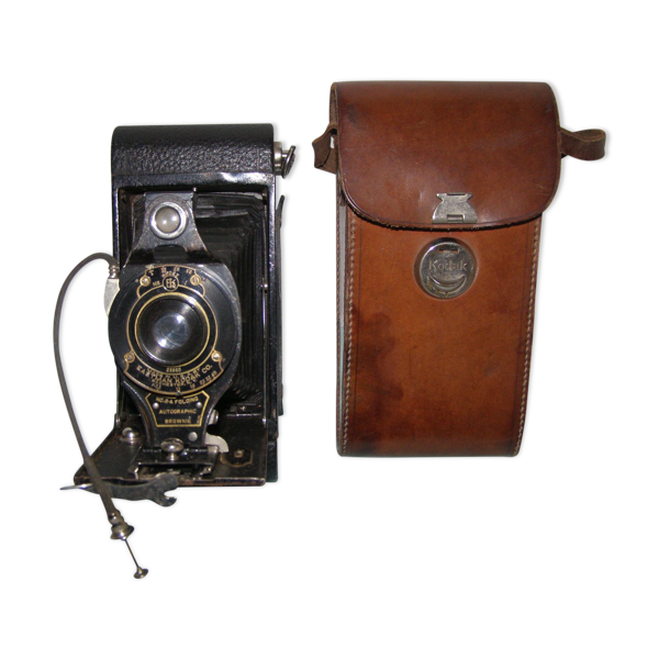 Appareil photo à soufflet Eastman Kodak made in USA début XXè siècle avec  son étui cuir | Selency