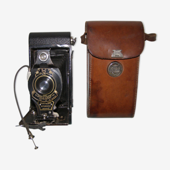 Appareil photo à soufflet Eastman Kodak made in USA  début XXè siècle  avec son étui cuir