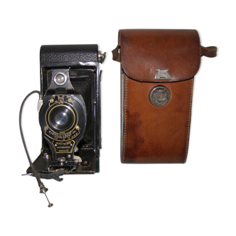 Appareil photo à soufflet Eastman Kodak made in USA  début XXè siècle  avec son étui cuir