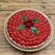 A trompe l’oeil strawberry pie dish