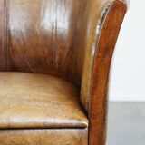 Fauteuil, chaise d'appoint en cuir marron