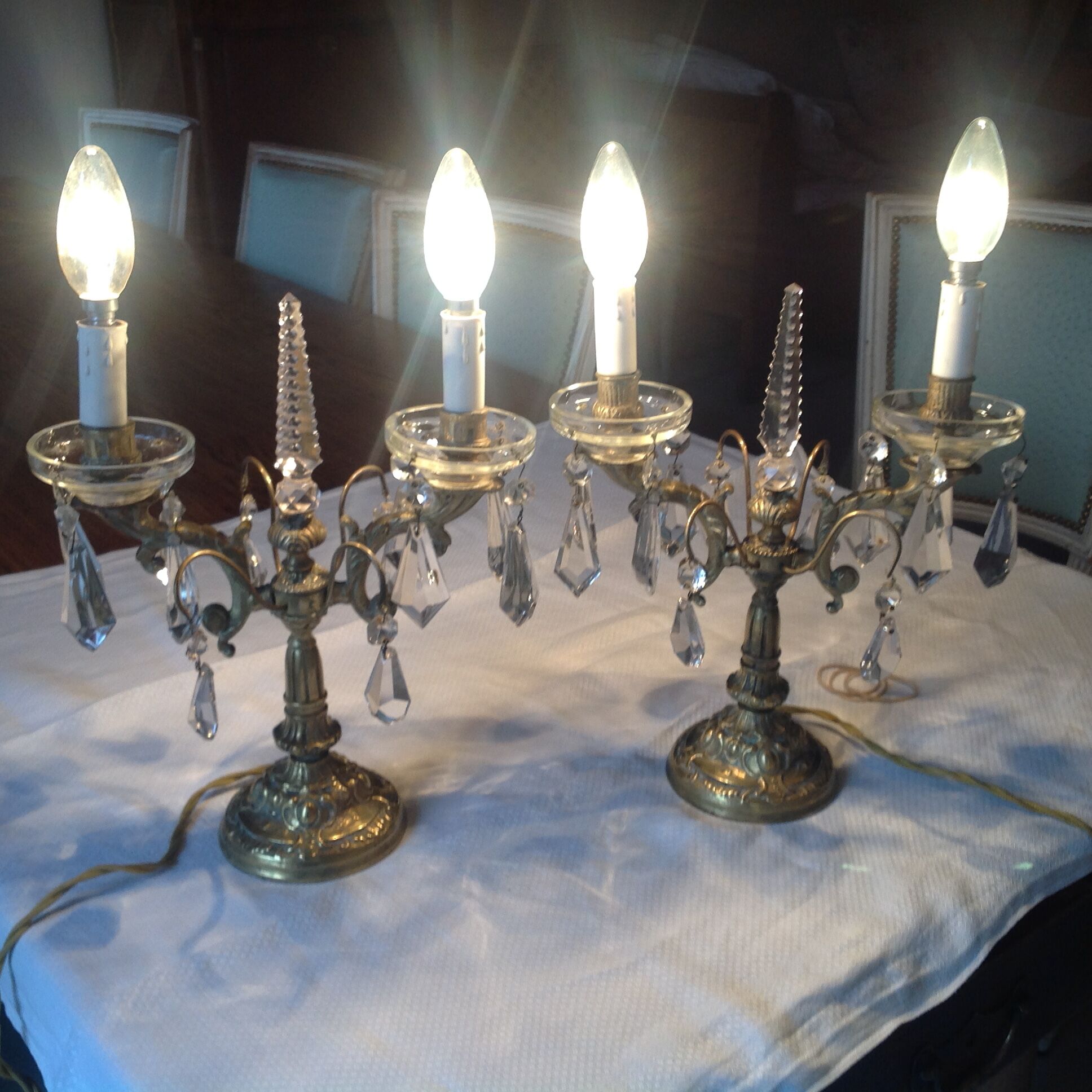 Pair of bronze girandoles circa 1940