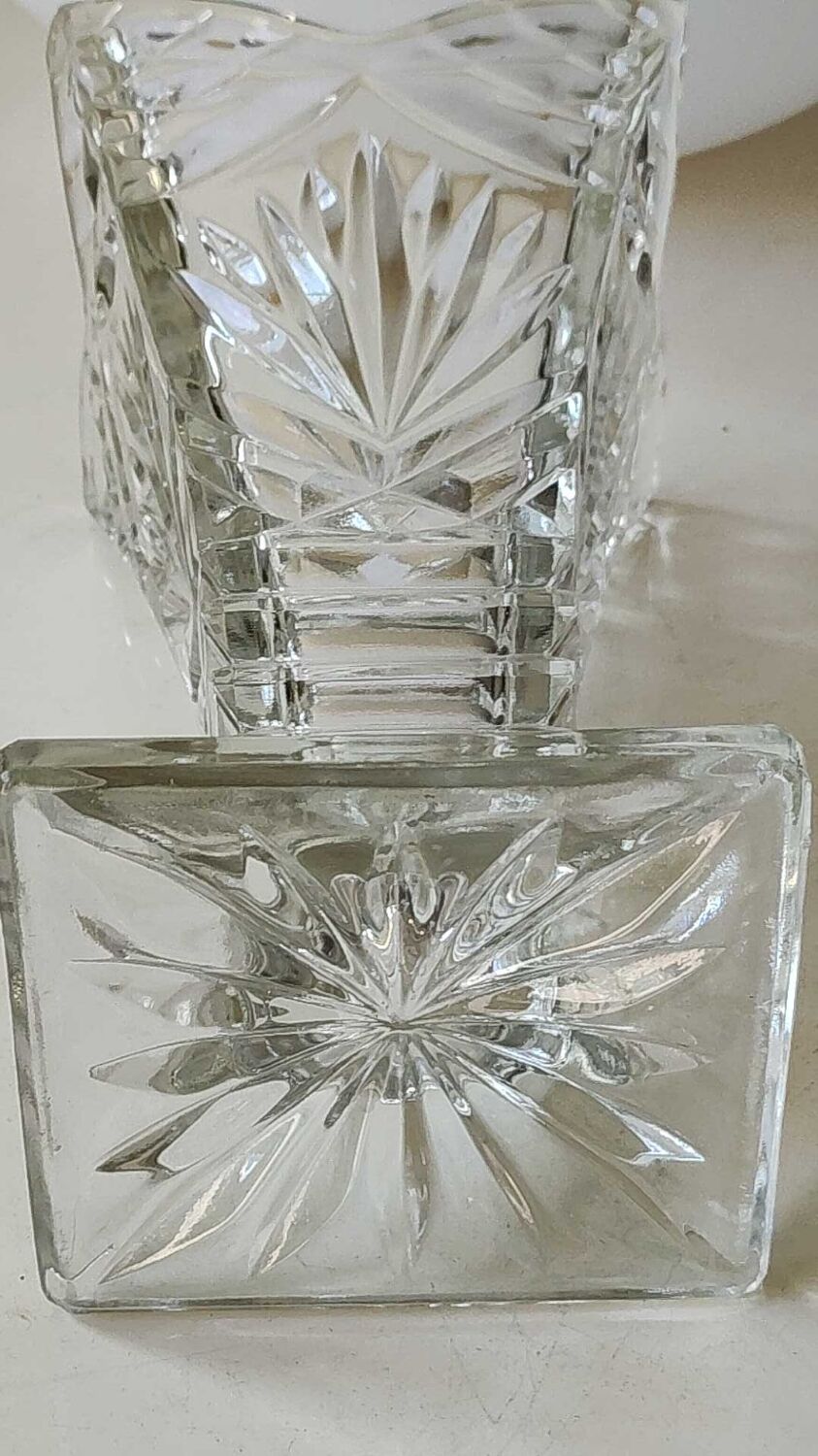 Pair of Czech Boho Art Deco vase, Bohemian crystal. Design and refined